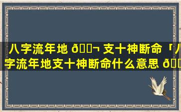 八字流年地 🐬 支十神断命「八字流年地支十神断命什么意思 🕊 」